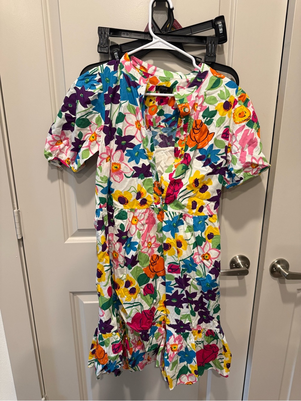 J. Crew White Dress with Multicolor Floral Print size 4